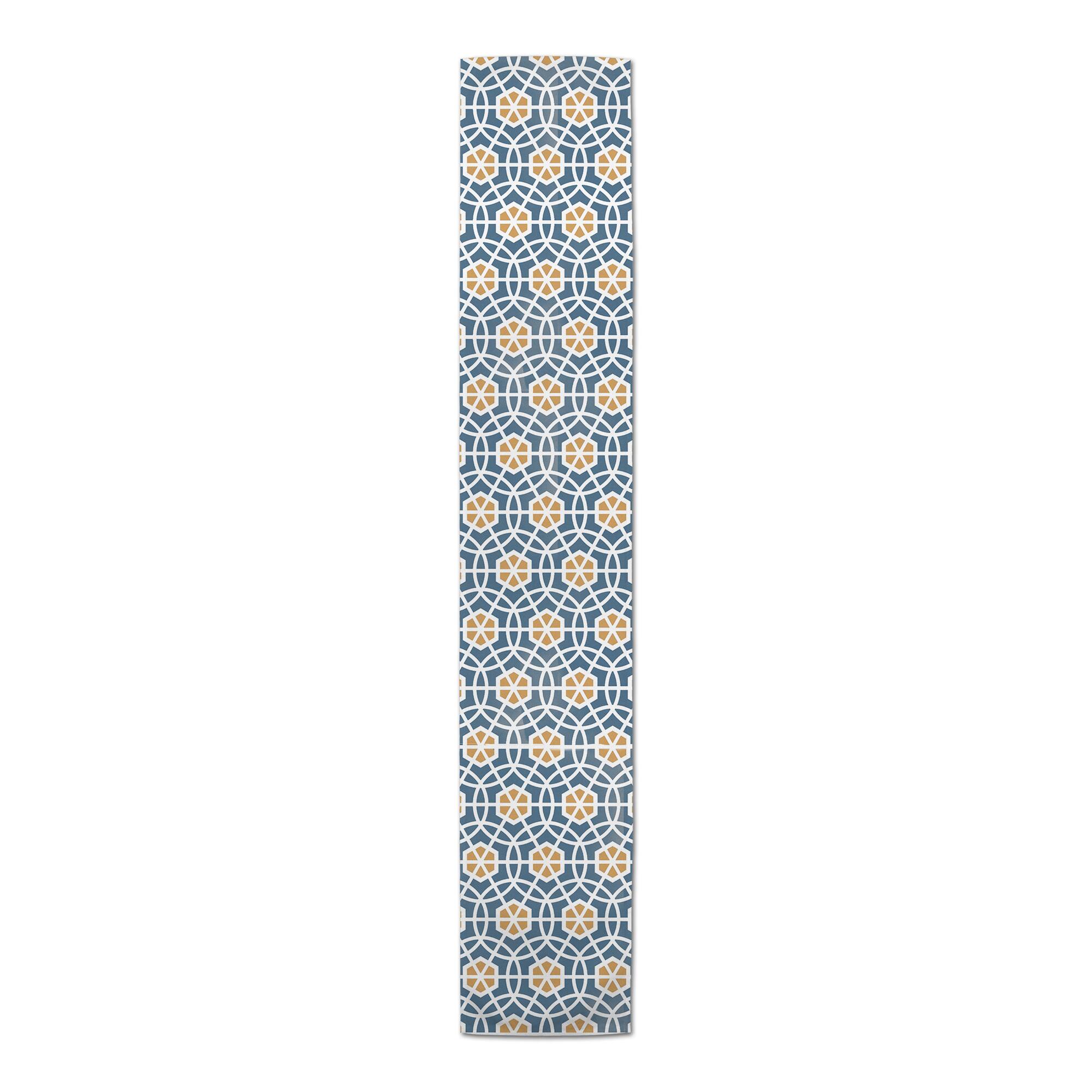 72" Blue & Yellow Circle Hex Cotton Twill Runner